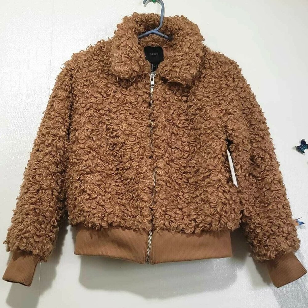 NWT Forever 21 Faux Fur Shaggy Coat in Brown